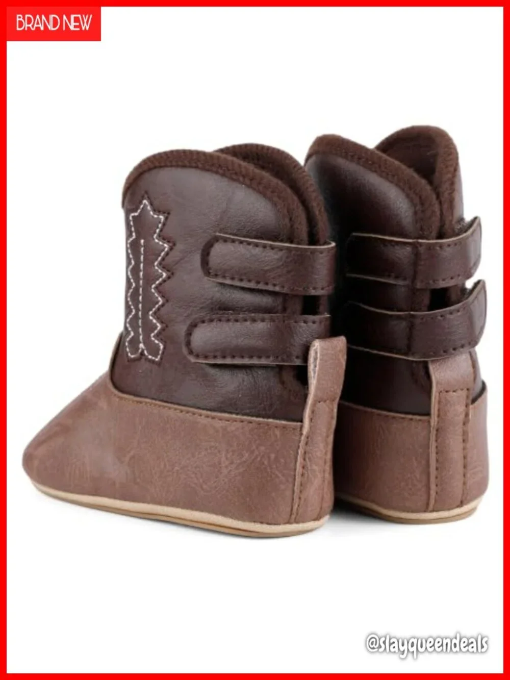 Leather Western Cowboy Bootie Crib Shoes for Baby Infant Toddler
